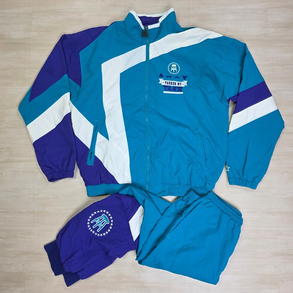 Pardon My Take Starter Black Label Barstool Track Suit Teal OG Retro Size Medium